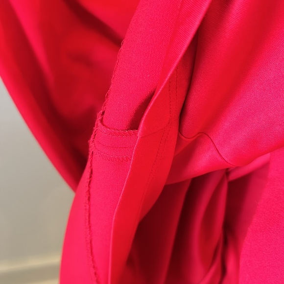 CALVIN KLEIN: red dress with asymmetrical cinching / ruching SIZE 12 - Picture 8 of 9